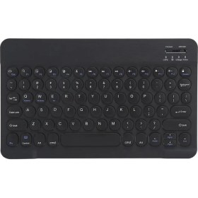 Resim TezMax Philips M9 Plus 10.1" Uyumlu Kablosuz Bluetooth Şarj Edilebilir Yuvarlak Tuşlu Klavye - Siyah 