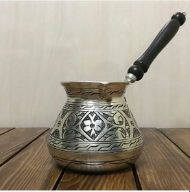 Resim İşlemeli Bakır Tombik Cezve 7 Fincanlık 