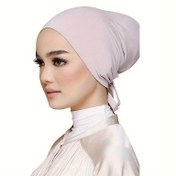 Resim Yumuşak Elastik Undercap Katı Renk Dantel Up Kafa Sarar İç Tesettür Şapka Rahat Bere Kadınlar Için Ramazan Türban 
