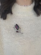 Resim Mürdüm Lale Motif Broş 