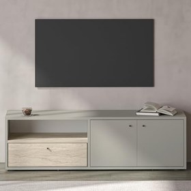 Resim Pao Kapaklı Minimal TV Sehpası – 136 cm Gri/traverten 