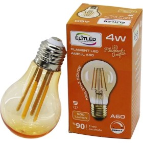 Resim Marsilyan Elitled A-60 4W - E27 Gold Color Flament LED Rustik Ampul 500LUMEN Kırılmaz Gövde (4887) 