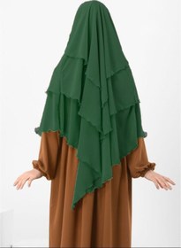 Resim Rana Hazır Bağlama Üç Katlı Şifon Hac Umre Şalı Sufle Khimar Hijab Siyah 
