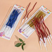 Resim Vintage Kavisli Mum Doğum Günü Pastası Süslemeleri - Renkli çizgiler, yaratıcı ekler, şenlikli ve benzersiz pasta sergilemeleri için ideal, düğün partileri için uygun pasta süsleme malzemeleri 