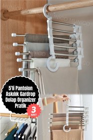 Resim Mucuks 3 Adet Paslanmaz Çelik Pantolon Askısı Çok Katmanlı Pantolon Depolama Rafı: Gardırobunuzu Daha 