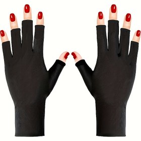 Resim 1 Çift Tırnak Sanatı için Koruyucu Parmaksız Eldiven - Siyah, Bronzlaşmayı Önleyici & Yanık Önlüklü, Jel Oje Kurutma Lambaları İçin İdeal, Koruyucu Bandaj Tasarımı, Esnek Malzeme 