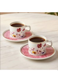 Resim Güral Porselen Mental 4 Parça Çay Fincan Takımı 67092 Pembe Altın - Pembe 