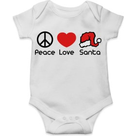 Resim Tuğba Baby Peace Love Santa / Barış Sevgi Yeni Yıl - Yılbaşı Bebek Body 