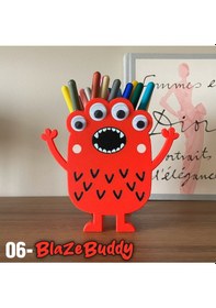 Resim Blazebuddy Kırmızı Enerjik Canavar Kalemlik Masa Üstü Düzenleyici 