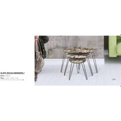 Resim Zigon OSM ELİPS Metal Çeik V ayak Model Ahşap Sarı Mermer mdf Tabla El Yapım 
