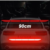 Resim Kırmızı 90 Cm Yansıtıcı Araba Çıkartması Güvenlik Uyarı Reflektör Bant Araba Çıkartmaları Anti Çarpışma Uyarı Reflektör Etiket Oto Aksesuarları 