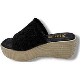 Resim Cakgo 252-25 Triko Anatomik Ultra Soft Dolgu Topuk Kadın Terlik Siyah 