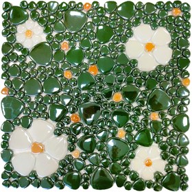 Resim MozaiKristaL Mutfak, Banyo, Havuz, ve tüm yüzeyler için Çiçek desenli Cam Mozaik (5 File=0.5m2 Fiyatıdır) 