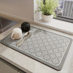 Resim Ev Yemek Odası ve Restoranlar İçin Yüksek Emici Bulaşık Lavabo Süzgeç Matı, Çiçek Desenli Yıkama ve Kurutma Matı, Silikon Süzgeç Mat, Nem Geçirmez ve Su Emici Kurutma Matı, Masa Matı, Mutfak Malzemeleri 