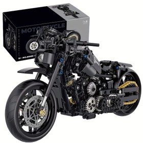 Resim 586 parça 1:8 Havalı Teknoloji Motosiklet Yapı Blokları Oyuncak, Simülasyon Modeli, 4.9mm Technic Tuğlalarla Uyumlu DIY Yapboz Montaj, Noel, Cadılar Bayramı, Şükran Günü, Doğum Günü Hediye Seti 