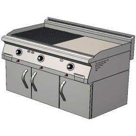 Resim CSA Inox CSA Karacasan 900 Seri Dolaplı 120 cm Tüplü Yarı Kanallı Izgara(120x90x85Cm) 
