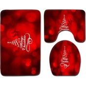 Resim DouranShop D-2 Stili Banyo Paspas Seti ve Banyo Halıları Noel Baskı Tuvalet Paspas Su Emme Paspas Ev Dekorasyon Halı (Yurt Dışından) 