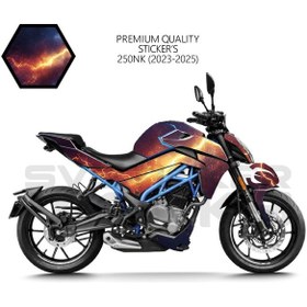 Resim Cfmoto 250nk Sticker Kaplama Şimşek Motor Kaplama Modeli Hazır Kit 2023 / 2025 Uyumlu Siyah 
