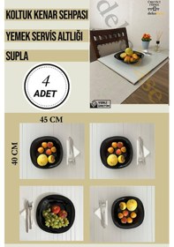 Resim Açık Gri 4 Adet Çok Amaçlı Koltuk Kenar Sehpası, Supla, Yemek Servis Altlığı Açık Gri 