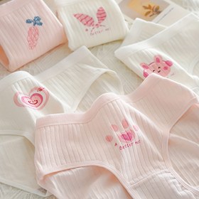 Resim 5'li Paket Pembe Karikatür Kedi Pati Orta Yükseliş Kız Çocuk İç Çamaşırı 