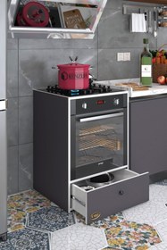 Resim Kenzlife Ankastre Modülü Kabini Lityum Gri Fırın Ocak Dolabı Çekmeceli 