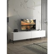 Resim Wood'n Love Vega Premium 200 cm Geniş Dolaplı Metal Ayaklı Tv Ünitesi - Beyaz / Siyah 