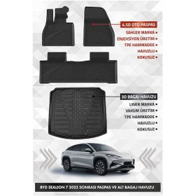 Resim Byd Sealion 7 2025 Ve Sonrası Uyumlu 4.5d Premium Havuzlu Oto Paspas Ve Lıner Alt Bagaj Havuzu Set 