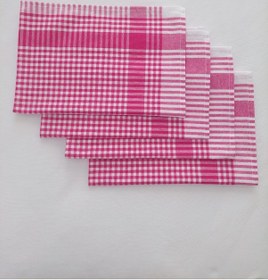 Resim Pamuklu Fuşya Renkli Pöti Kareli 4'lü Kurulama Bezi,peçete 