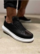 Resim KN Fashion Mp813 Bt Bağcıklı Ortopedik Yüksek/kalın Taban Erkek Sneaker Siyah 