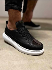 Resim KN Fashion Mp813 Bt Bağcıklı Ortopedik Yüksek/kalın Taban Erkek Sneaker Siyah 