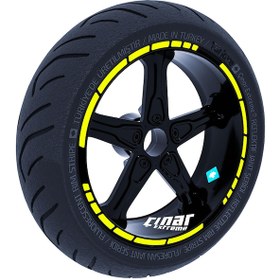Resim Floresan Sarı Moto GP Stili Jant Şeridi Sticker Çınar Extreme 