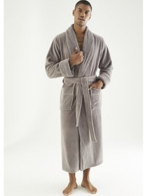 Resim Uzun Şalyaka Triga Bambu Cotton Erkek Bornoz Toupe 