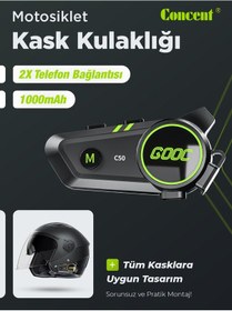 Resim Concent C50 Rgb Işıklı Bluetooth 5.3 Motosiklet Kask Kulaklığı Interkom 