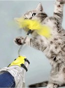 Resim 3b Trend Tüylü Kedi Ayak Oltası Kedi Oyuncağı Ele Ayağa Takılan Yaylı Olta Oyuncak 40 Cm 