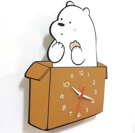 Resim caju art & decoration Kutudan Çıkan Sevimli Beyaz Ayı 3d Çocuk Odası Duvar Saati 
