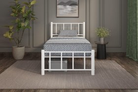 Resim Argimo Zambak Tek Kişilik Ferforje Metal Karyola - 100x200 / Beyaz 