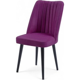 Resim Polo Sandalye - Jerika Mor - Ahşap Siyah Ayak 