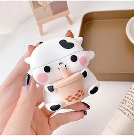 Resim PSR aksesuar (5910) BobaCow/Cartoon Figürlü Silikon Kulaklık Kılıfı Airpods 1. Nesil / 2. Nesil ile uyumlu 