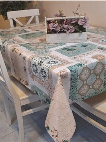 Resim Elyaflı Pvc Muşamba - Desenli Silinebilir Masa Örtüsü Mavi 140 X 160 