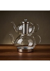 Resim Nora Cam Çaydanlık Seti - Şeffaf - 1,8 Lt + 1,2 Lt Çok Renkli 