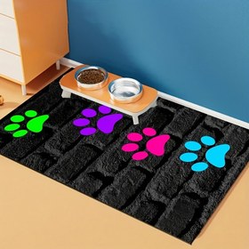 Resim 1 Paket Sevimli Pati İzi Evcil Hayvan Beslenme Matı, Kaymaz Polyester Köpek Yemek Pedi, Kapalı/Açık Alan Kullanımı İçin Evcil Hayvan Mama ve Su Kabı Matı, Tüm Mevsimler İçin Çok Yönlü Evcil Hayvan Aksesuarı 