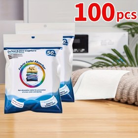 Resim 100/200 adet Çamaşır Rengi Yakalayıcı Levha - Boya Tutma ve Anti-Transfer, Toksik Olmayan ve Septik Güvenli, Karışık Yıkamalar için Mükemmel, Giysiler için Kir ve Lekeleri Önleme, Çamaşır Boyama | Rengi Yakalayıcı Levhalar | Septik Güvenli 