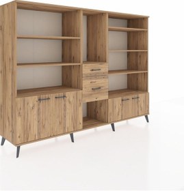 Resim Hyperion Dolap 10 Raflı 2 Çekmeceli 4 Kapaklı 220x44x163 Çam-çam Çam-çam 