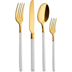 Resim Aryıldız Soho Prestige 24 Parça 6 Kişilik Beyaz Gold Çatal Kaşık Bıçak 