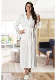 Resim Mecit Pijama Burdagel Mecit 5413 Ekru Kadın Sabahlık 