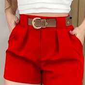 Resim Kadınlar için Şık Düz Renk Beyaz Günlük Şortlar Eğimli Cepli - Yüksek Bel, Esnek Olmayan Polyester Kumaş İlkbahar/Yaz/Sonbahar İçin - İş veya Günlük Giyim İçin Mükemmel, Mevsimsel Moda Şortları | Eğimli Cep Şortları | Parlak Bitişli Kumaş, Yüksek Bel Şortlar 