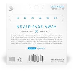 Resim Daddario XSABR1253 Akustik Gitar Tel Seti | 12-53 - XS 80/20 Bronze 