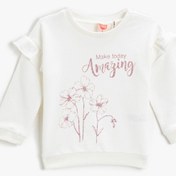 Resim Kız Bebek Baskılı Fırfırlı Sweatshirt Pamuklu 