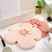 Resim 1 adet iki renkli çiçek desenli yumuşak ve rahat kadife banyo paspası, banyolar, girişler, makyaj masaları için uygun, bahar ve yaz bahçe ev dekorasyonu aksesuarları, Anneler Günü ve mezuniyet sezonu için ideal hediye 