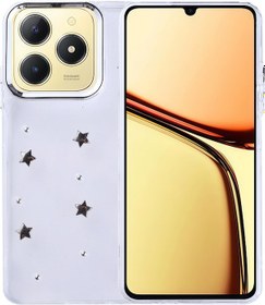 Resim Realme C61 Kılıf Kabartmalı Kelebek-kiraz-çiçek Dizayn Şeffaf Kutup Kapak Yıldız 